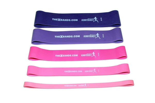 The X Bands booty bands Deluxe set of 5 Pink special edition hunny buns Booty Building Bands