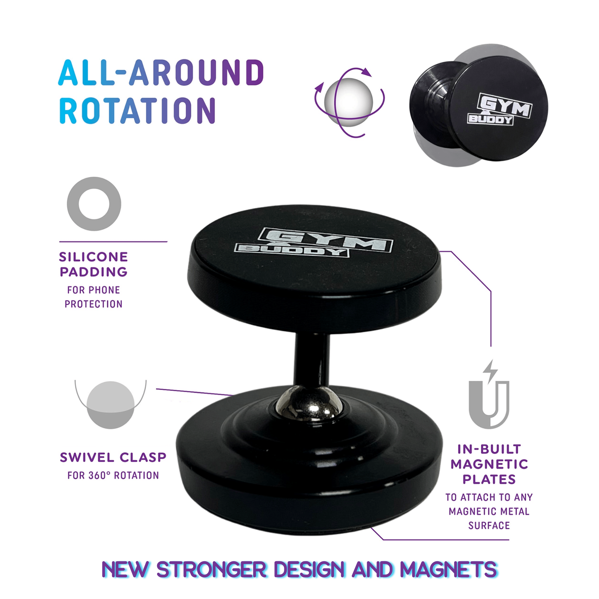 Double-sided Magnetic Phone Holder Dual Phone Mount Stand For Gym