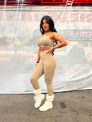 The X Bands apparel X band Leggings and top outfit in Tan